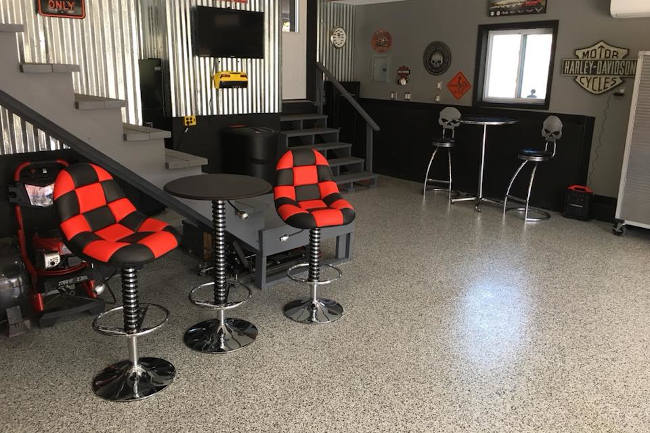 Bare concrete garage floor before epoxy coating in Pittsburgh