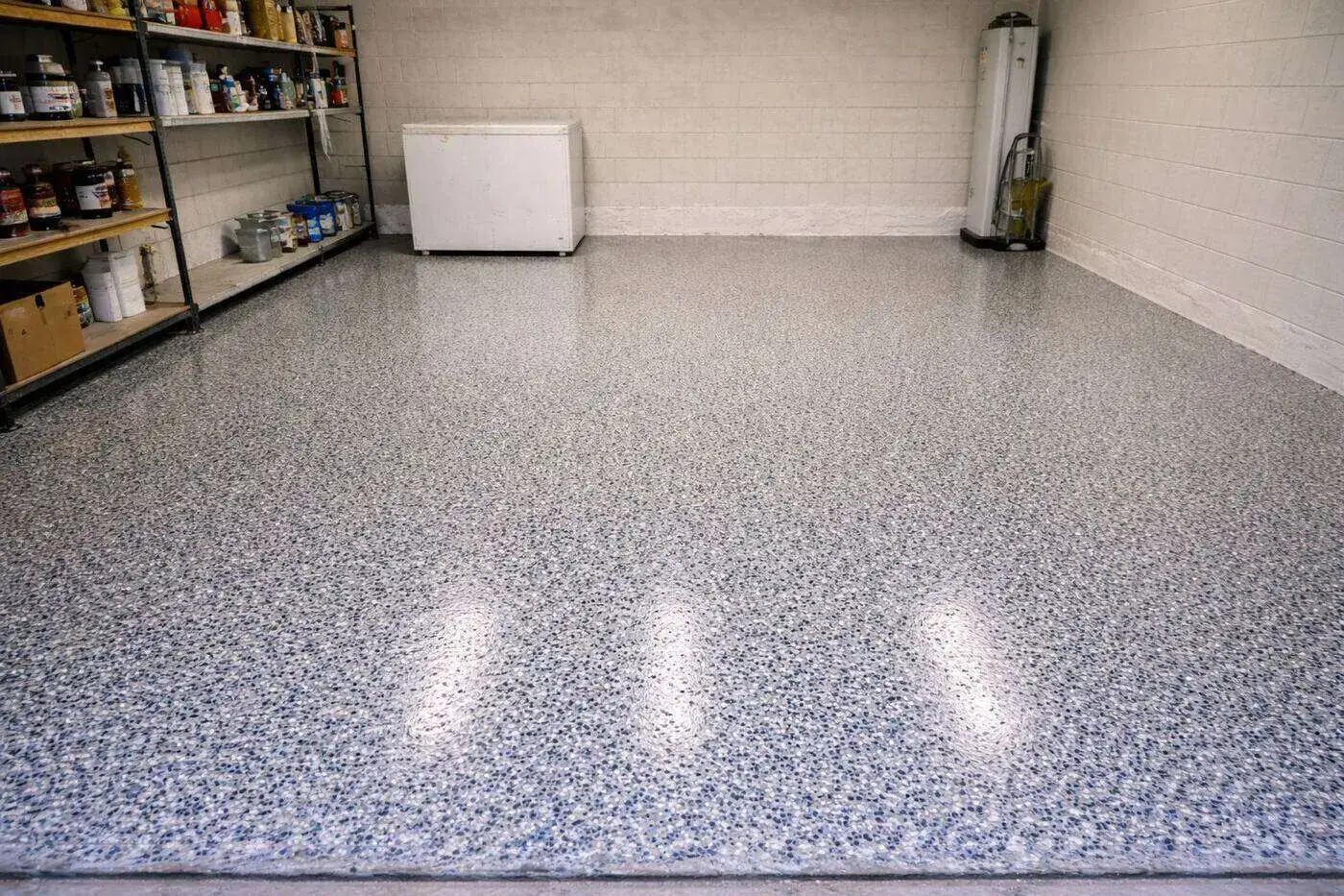 Finished epoxy garage floor in a Pittsburgh home
