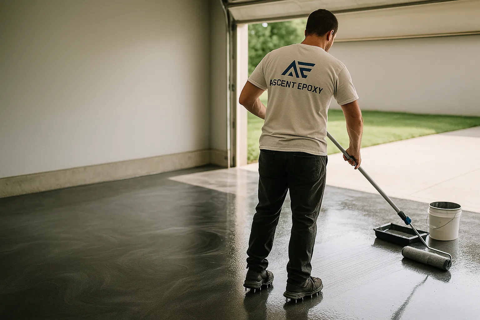 Metallic epoxy garage floor in Pittsburgh, Pennsylvania
