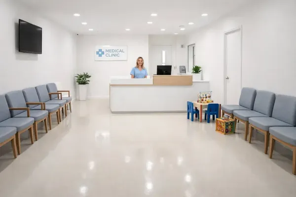 Commercial epoxy floor in a Pittsburgh office building lobby