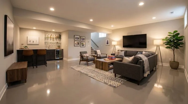 Basement solid color epoxy floor