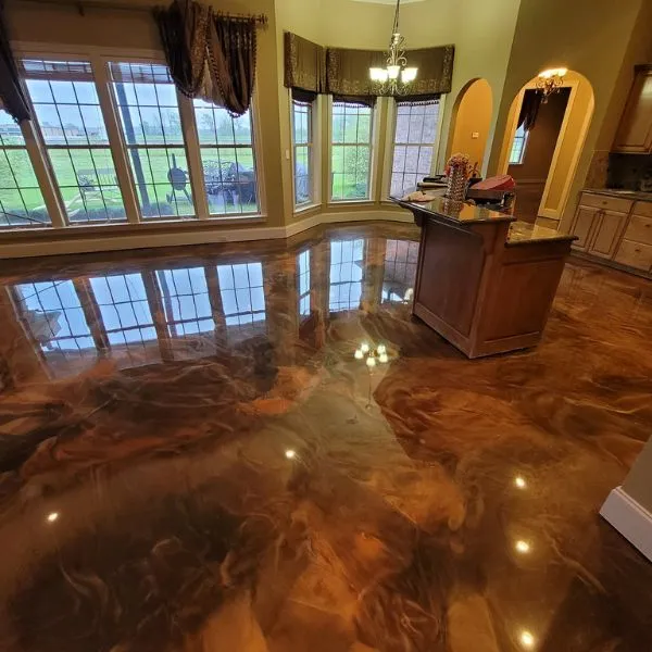 Metallic swirl pattern epoxy floor Pittsburgh